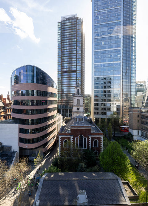 View across Liverpool Street showcasing a blend of historic architecture and modern skyscrapers surrounding MYO Liverpool Street.