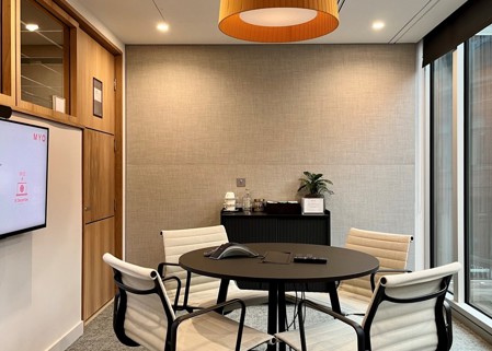 Small meeting room that seats four