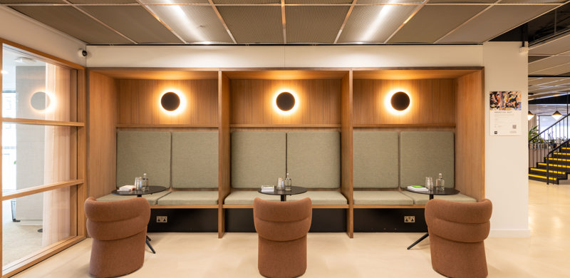 Modern reception space with individual work spaces