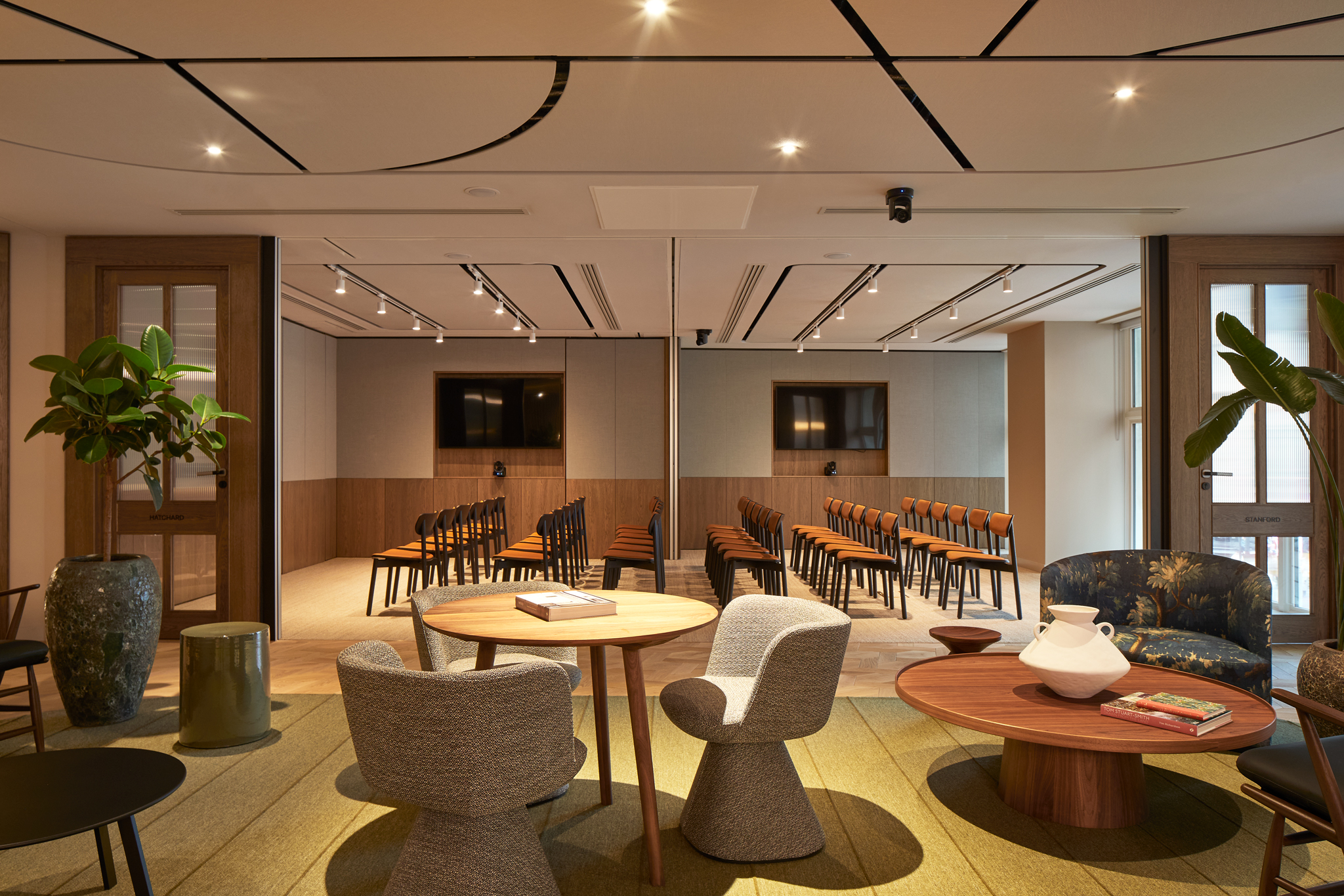 Open-plan event space with lounge