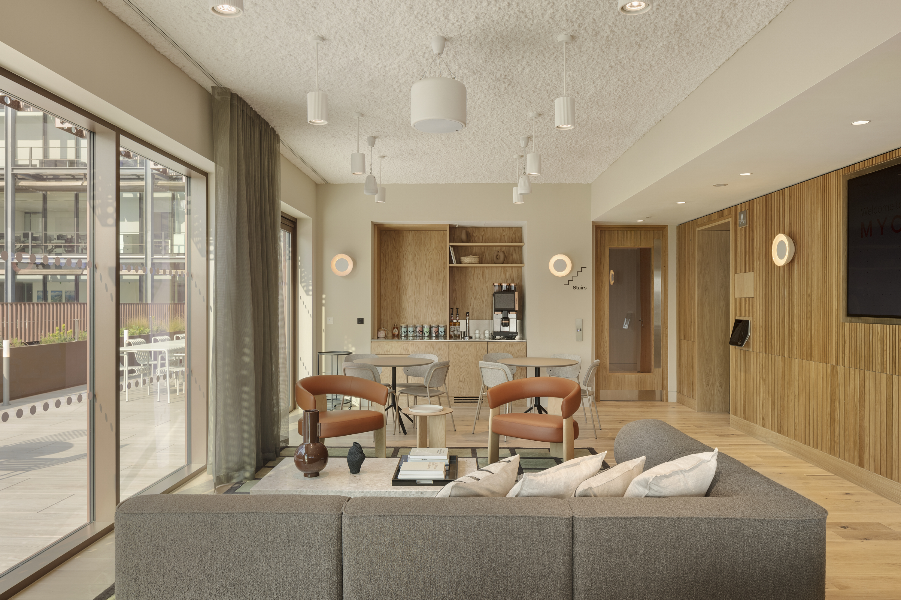 Serene kitchen and lounge space