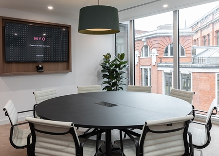 Bright meeting room for up to eight people