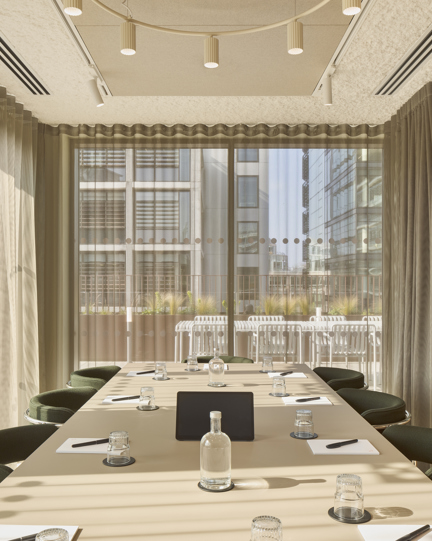 Stylish, secluded meeting room adjacent to outdoor terrace space.